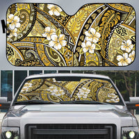 Polynesian Hibiscus Tropical Yellow Floral Auto Sun Shade Tribal Pattern - Polynesian Pride