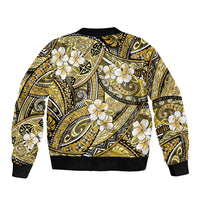Polynesian Hibiscus Tropical Yellow Floral Bomber Jacket Tribal Pattern - Polynesian Pride