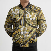 Polynesian Hibiscus Tropical Yellow Floral Bomber Puffer Jacket Tribal Pattern - Polynesian Pride