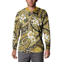 Polynesian Hibiscus Tropical Yellow Floral Button Sweatshirt Tribal Pattern - Polynesian Pride