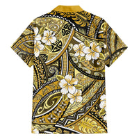 Polynesian Hibiscus Tropical Yellow Floral Family Matching Puletasi and Hawaiian Shirt Tribal Pattern - Polynesian Pride