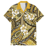 Polynesian Hibiscus Tropical Yellow Floral Family Matching Summer Maxi Dress and Hawaiian Shirt Tribal Pattern - Polynesian Pride