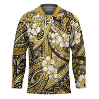 Polynesian Hibiscus Tropical Yellow Floral Hockey Jersey Tribal Pattern LT01 Unisex Yellow - Polynesian Pride