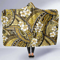 Polynesian Hibiscus Tropical Yellow Floral Hooded Blanket Tribal Pattern - Polynesian Pride