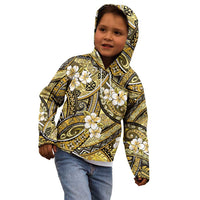 Polynesian Hibiscus Tropical Yellow Floral Kid Hoodie Tribal Pattern - Polynesian Pride