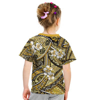 Polynesian Hibiscus Tropical Yellow Floral Kid T Shirt Tribal Pattern - Polynesian Pride