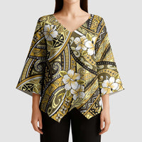 Polynesian Hibiscus Tropical Yellow Floral Kimono Sleeve Blouse Tribal Pattern - Polynesian Pride
