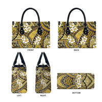 Polynesian Hibiscus Tropical Yellow Floral Leather Bag Tribal Pattern - Polynesian Pride
