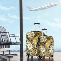 Polynesian Hibiscus Tropical Yellow Floral Luggage Cover Tribal Pattern - Polynesian Pride