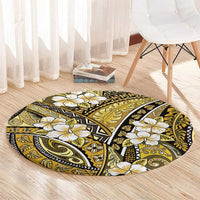Polynesian Hibiscus Tropical Yellow Floral Round Carpet Tribal Pattern - Polynesian Pride