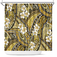 Polynesian Hibiscus Tropical Yellow Floral Shower Curtain Tribal Pattern - Polynesian Pride