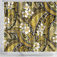 Polynesian Hibiscus Tropical Yellow Floral Shower Curtain Tribal Pattern - Polynesian Pride