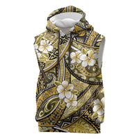 Polynesian Hibiscus Tropical Yellow Floral Sleeveless Hoodie Tribal Pattern - Polynesian Pride