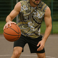 Polynesian Hibiscus Tropical Yellow Floral Sleeveless Hoodie Tribal Pattern - Polynesian Pride