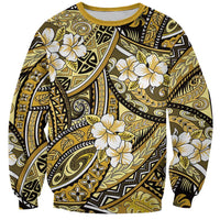 Polynesian Hibiscus Tropical Yellow Floral Sweatshirt Tribal Pattern - Polynesian Pride