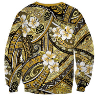Polynesian Hibiscus Tropical Yellow Floral Sweatshirt Tribal Pattern - Polynesian Pride