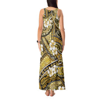 Polynesian Hibiscus Tropical Yellow Floral Tank Maxi Dress Tribal Pattern - Polynesian Pride