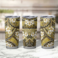 Polynesian Hibiscus Tropical Yellow Floral Tumbler Cup Tribal Pattern - Polynesian Pride