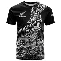 New Zealand Silver Fern Rugby T Shirt Aotearoa Kiwi Maori Black Version LT01 Black - Polynesian Pride