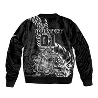 Custom New Zealand Silver Fern Rugby Bomber Jacket Aotearoa Kiwi Maori Black Version LT01 - Polynesian Pride