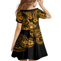Hawaii Ukulele Family Matching Long Sleeve Bodycon Dress and Hawaiian Shirt Polynesian Pattern Gold Version LT01 - Polynesian Pride