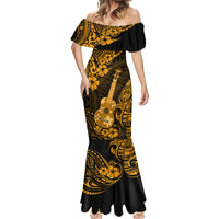 Hawaii Ukulele Mermaid Dress Polynesian Pattern Gold Version LT01 - Polynesian Pride