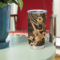 Hawaii Ukulele Tumbler Cup Polynesian Pattern Gold Version
