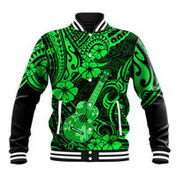 Hawaii Ukulele Baseball Jacket Polynesian Pattern Green Version LT01 Unisex Green - Polynesian Pride