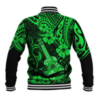 Hawaii Ukulele Baseball Jacket Polynesian Pattern Green Version LT01 - Polynesian Pride