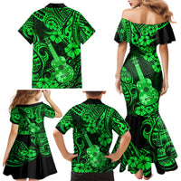 Hawaii Ukulele Family Matching Mermaid Dress and Hawaiian Shirt Polynesian Pattern Green Version LT01 - Polynesian Pride