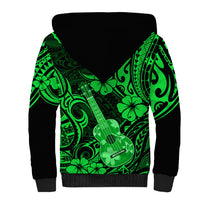 Hawaii Ukulele Sherpa Hoodie Polynesian Pattern Green Version LT01 - Polynesian Pride