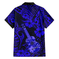 Hawaii Ukulele Family Matching Tank Maxi Dress and Hawaiian Shirt Polynesian Pattern Navy Blue Version LT01 - Polynesian Pride