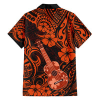 Hawaii Ukulele Family Matching Summer Maxi Dress and Hawaiian Shirt Polynesian Pattern Orange Version LT01 - Polynesian Pride