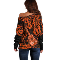 Hawaii Ukulele Off Shoulder Sweater Polynesian Pattern Orange Version LT01 - Polynesian Pride