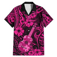 Hawaii Ukulele Family Matching Mermaid Dress and Hawaiian Shirt Polynesian Pattern Pink Version LT01 Dad's Shirt - Short Sleeve Pink - Polynesian Pride