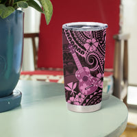 Hawaii Ukulele Tumbler Cup Polynesian Pattern Pink Version