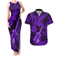 Hawaii Ukulele Couples Matching Tank Maxi Dress and Hawaiian Shirt Polynesian Pattern Purple Version LT01 Purple - Polynesian Pride
