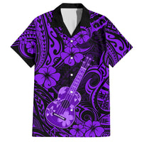 Hawaii Ukulele Family Matching Off Shoulder Long Sleeve Dress and Hawaiian Shirt Polynesian Pattern Purple Version LT01 Dad's Shirt - Short Sleeve Purple - Polynesian Pride