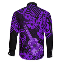 Hawaii Ukulele Family Matching Off Shoulder Long Sleeve Dress and Hawaiian Shirt Polynesian Pattern Purple Version LT01 - Polynesian Pride