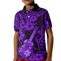 Hawaii Ukulele Kid Polo Shirt Polynesian Pattern Purple Version LT01 Kid Purple - Polynesian Pride