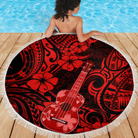Hawaii Ukulele Beach Blanket Polynesian Pattern Red Version LT01 - Wonder Print Shop