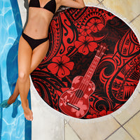Hawaii Ukulele Beach Blanket Polynesian Pattern Red Version LT01 - Wonder Print Shop