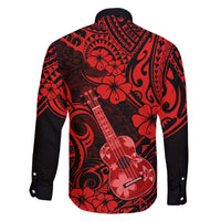 Hawaii Ukulele Family Matching Puletasi Dress and Hawaiian Shirt Polynesian Pattern Red Version LT01 - Polynesian Pride