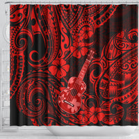 Hawaii Ukulele Shower Curtain Polynesian Pattern Red Version LT01 - Polynesian Pride