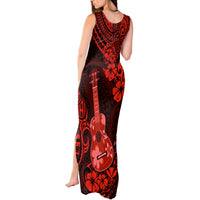 Hawaii Ukulele Tank Maxi Dress Polynesian Pattern Red Version LT01 - Polynesian Pride