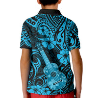Hawaii Ukulele Kid Polo Shirt Polynesian Pattern Sky Blue Version LT01 - Polynesian Pride
