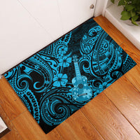 Hawaii Ukulele Rubber Doormat Polynesian Pattern Sky Blue Version LT01 Blue - Polynesian Pride