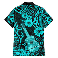 Hawaii Ukulele Family Matching Summer Maxi Dress and Hawaiian Shirt Polynesian Pattern Turquoise Version LT01 - Polynesian Pride