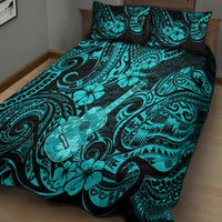 Hawaii Ukulele Quilt Bed Set Polynesian Pattern Turquoise Version LT01 - Polynesian Pride