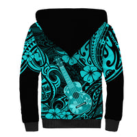 Hawaii Ukulele Sherpa Hoodie Polynesian Pattern Turquoise Version LT01 - Polynesian Pride